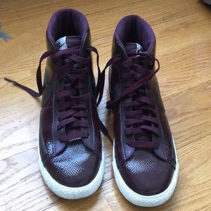 Nike Burgundy Patent High Top Croc Blazers